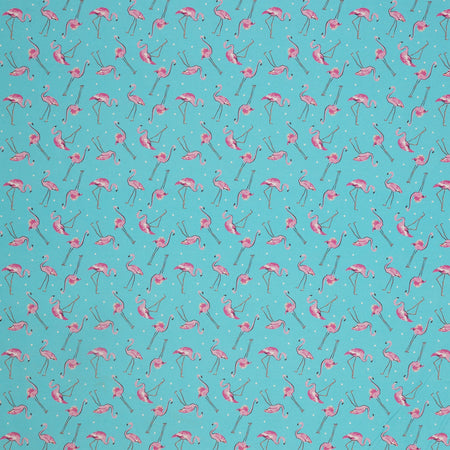 Tropical Splash Fabric Collection - Flamingo Friends Blue