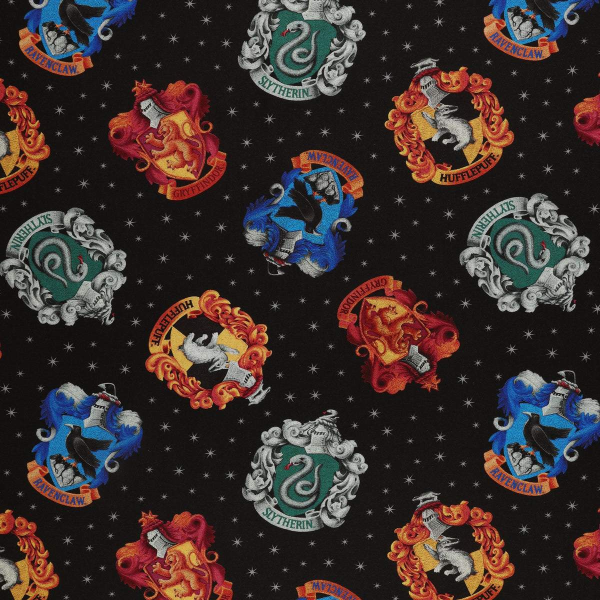 Harry Potter Fabric Collection - House Crests Black 108" Quilt Backing