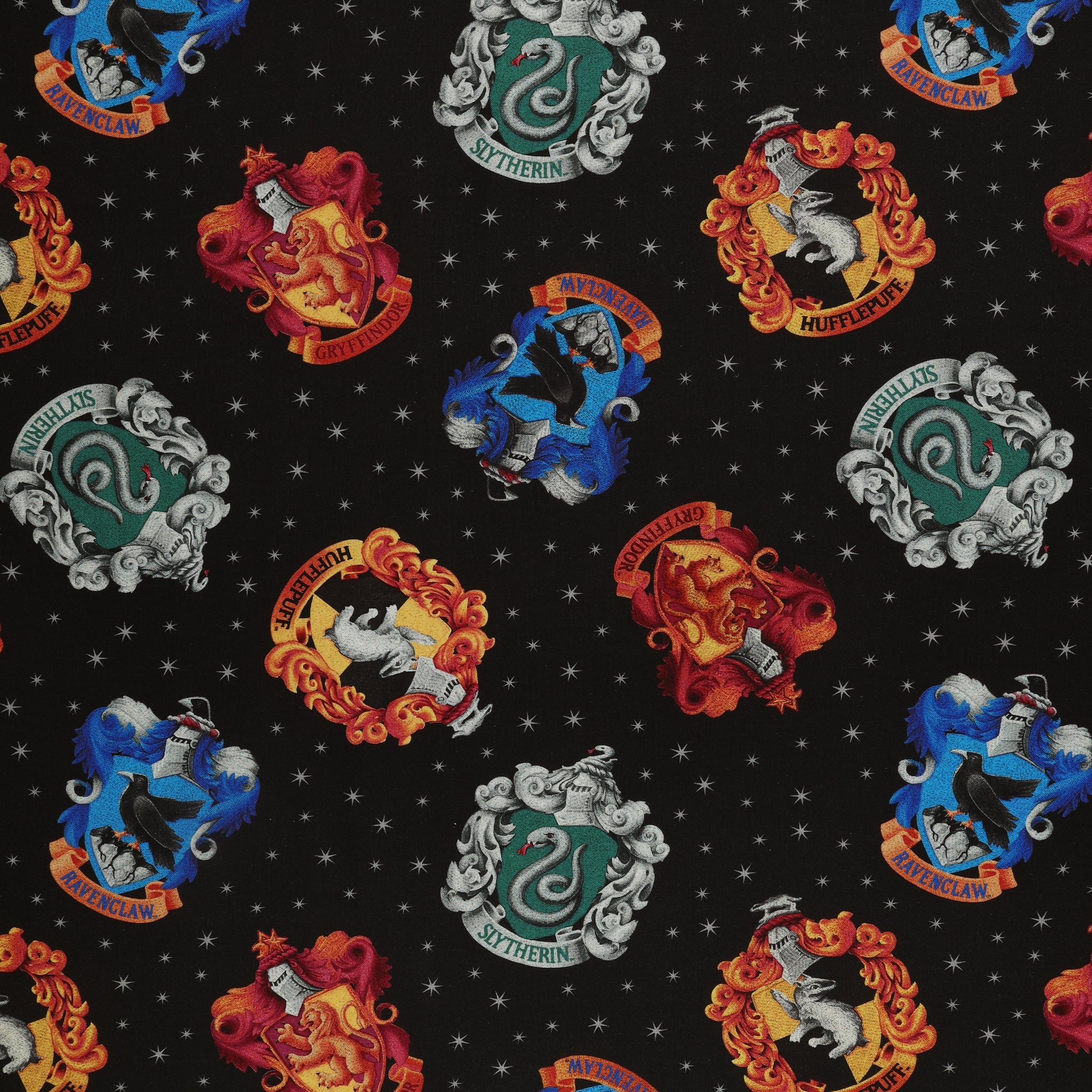 Harry Potter Fabric Collection - House Crests Black 108" Quilt Backing