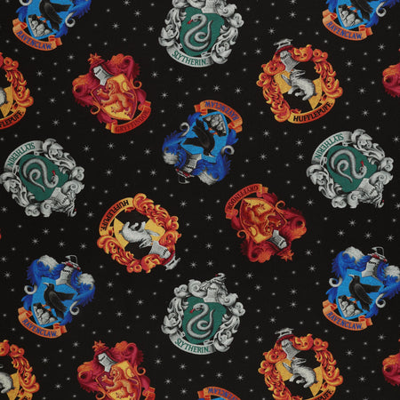 Harry Potter Fabric Collection - House Crests Black 108" Quilt Backing