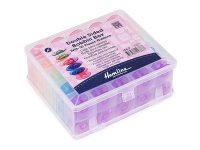 Hemline Double Sided Bobbin Box with 50 Bobbins