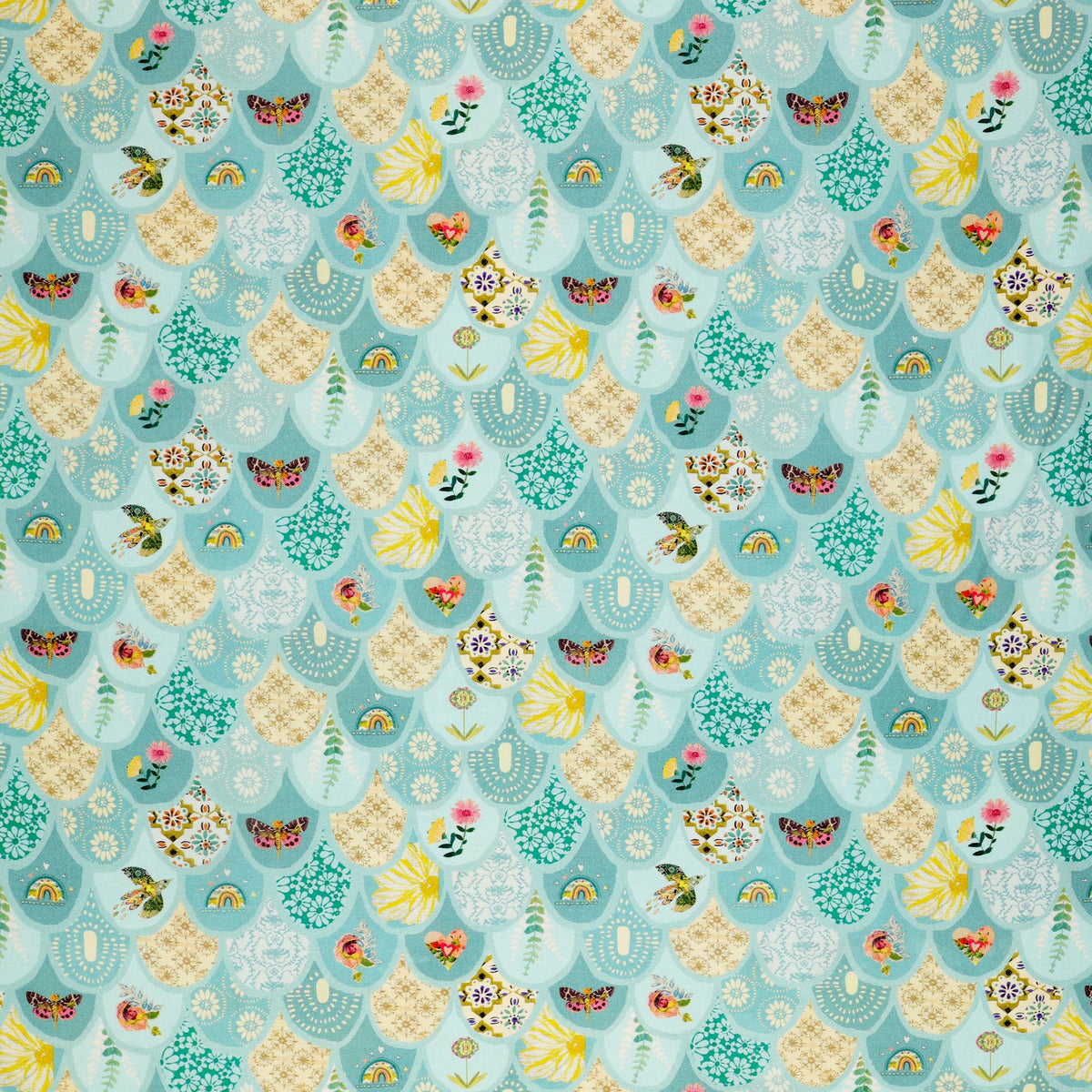 Follow Your Joy Fabric Collection - Bargello Teal/Multi