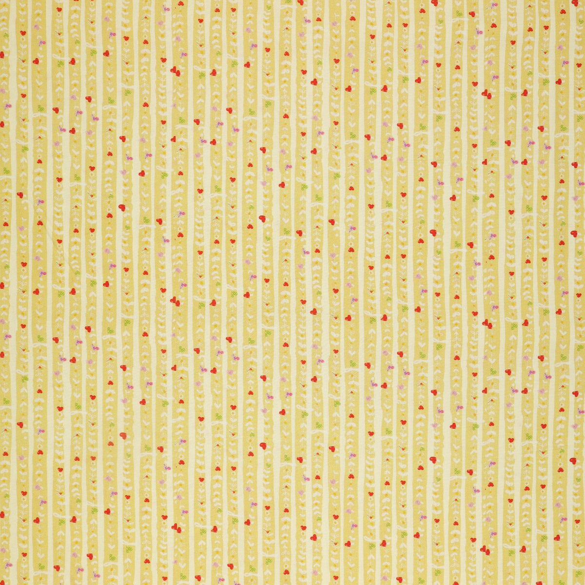 Follow Your Joy Fabric Collection - Hearts Stripe Medium Citron