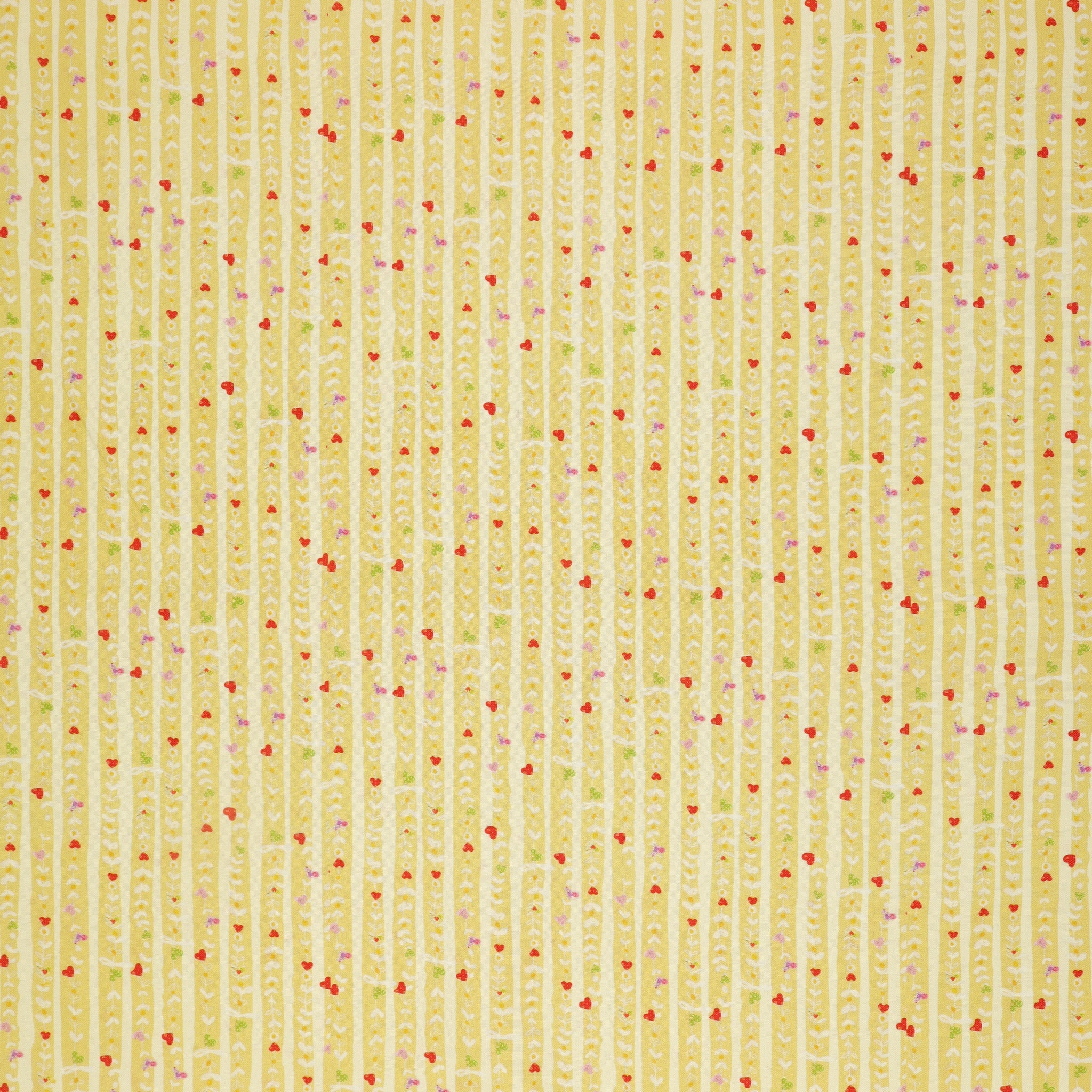 Follow Your Joy Fabric Collection - Hearts Stripe Medium Citron