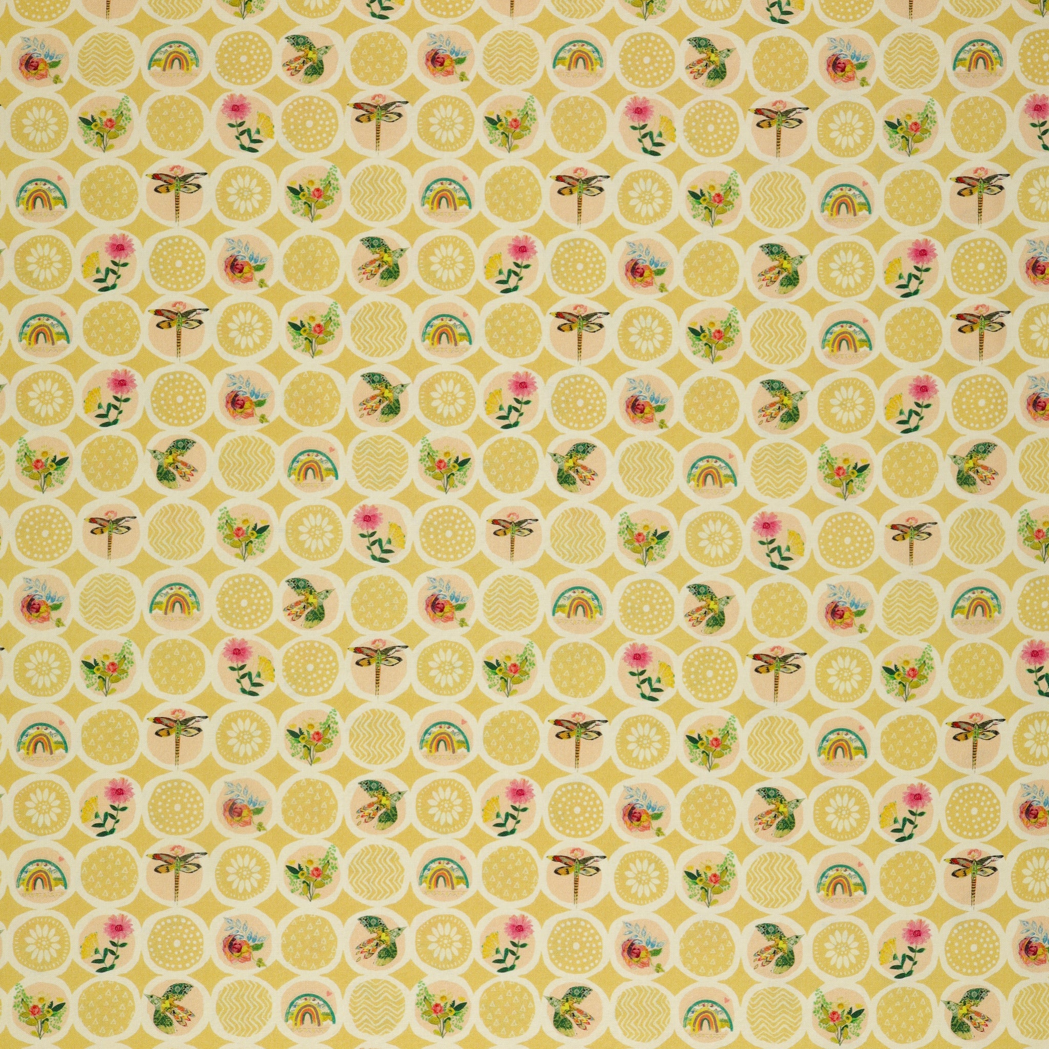 Follow Your Joy Fabric Collection - Sunshine Circles Medium Citron
