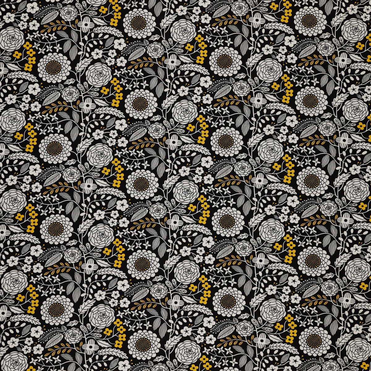 Black, White and Bloom Fabric Collection - Liz Black/Sunshine