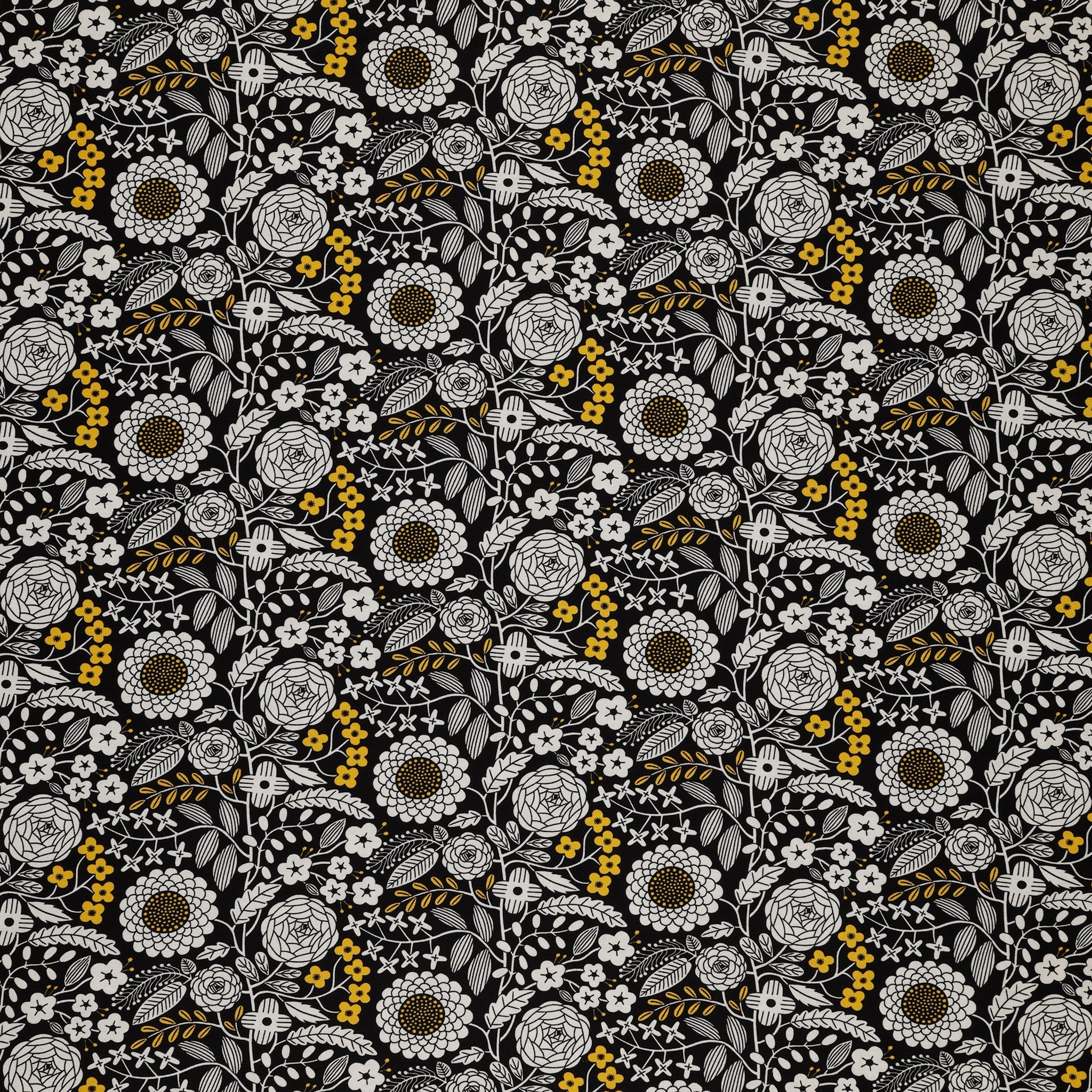 Black, White and Bloom Fabric Collection - Liz Black/Sunshine