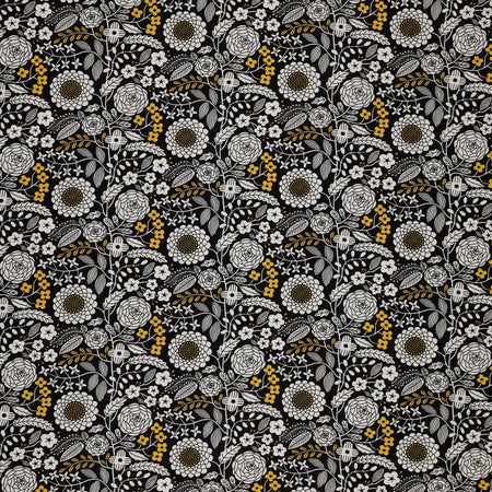 Black, White and Bloom Fabric Collection - Liz Black/Sunshine