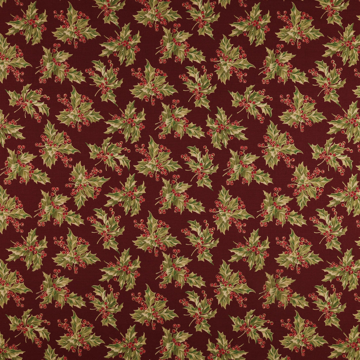 Christmas At Home Fabric Collection - New Holly Dark Red