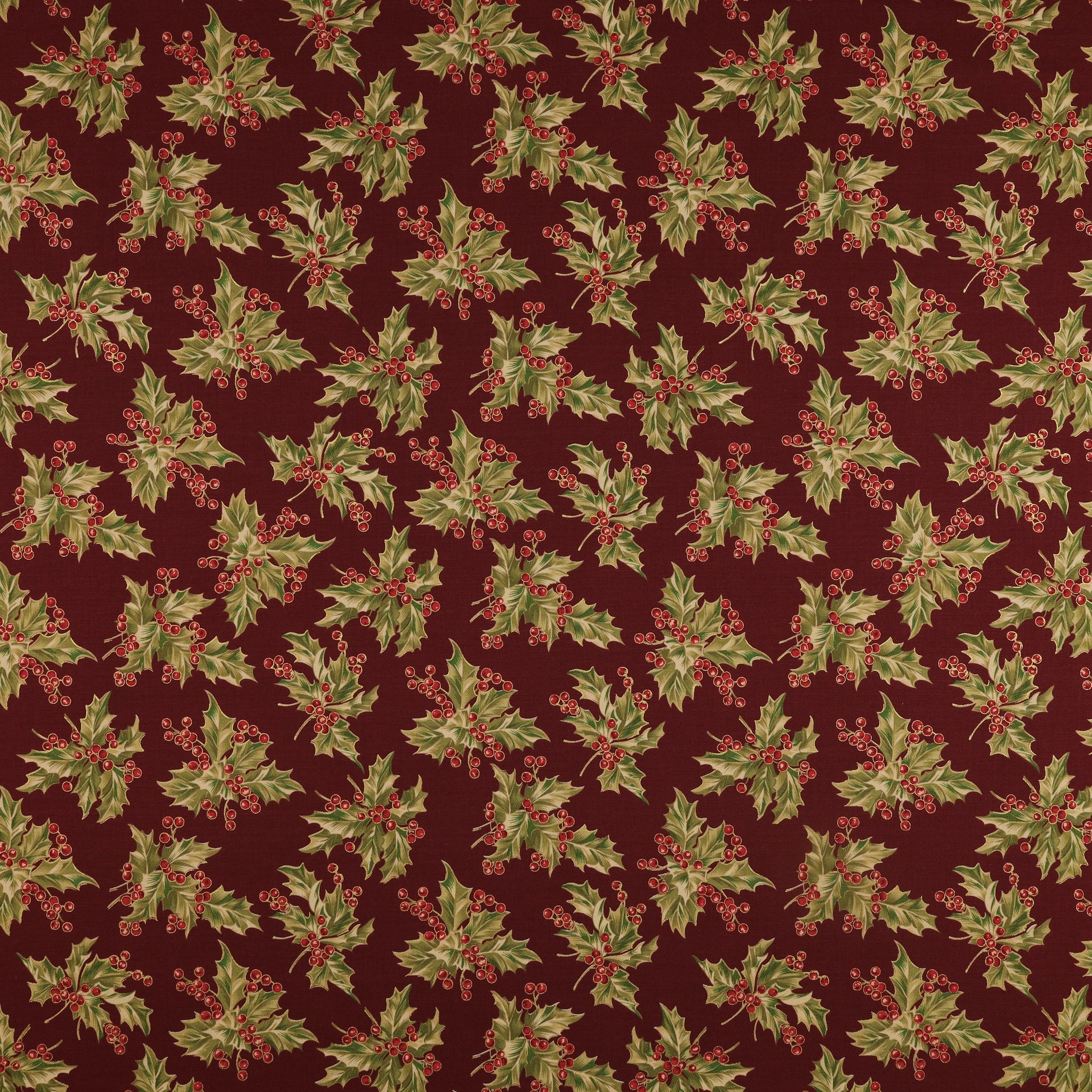 Christmas At Home Fabric Collection - New Holly Dark Red