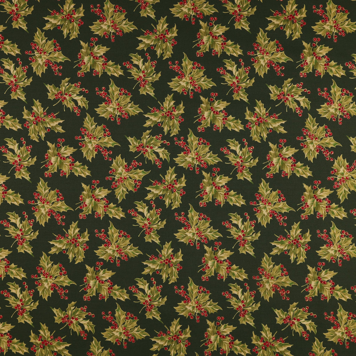 Christmas At Home Fabric Collection - New Holly Dark Green