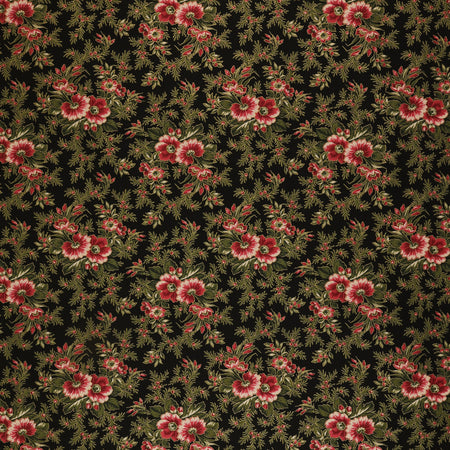Christmas At Home Fabric Collection - Dalmia Floral Spray Black