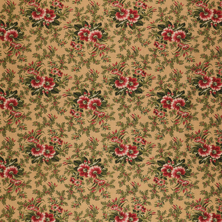 Christmas At Home Fabric Collection - Dalmia Floral Spray Tan