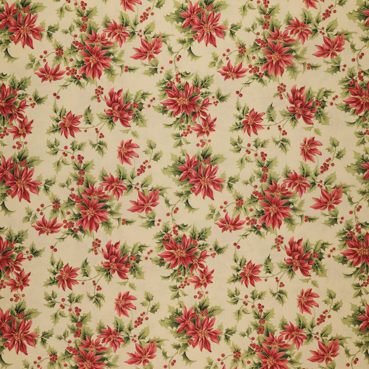 Christmas At Home Fabric Collection - Noel Poinsettia Natural