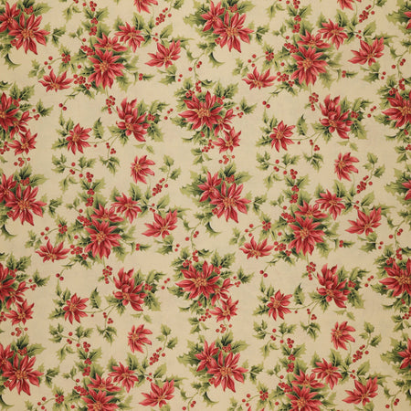 Christmas At Home Fabric Collection - Noel Poinsettia Natural