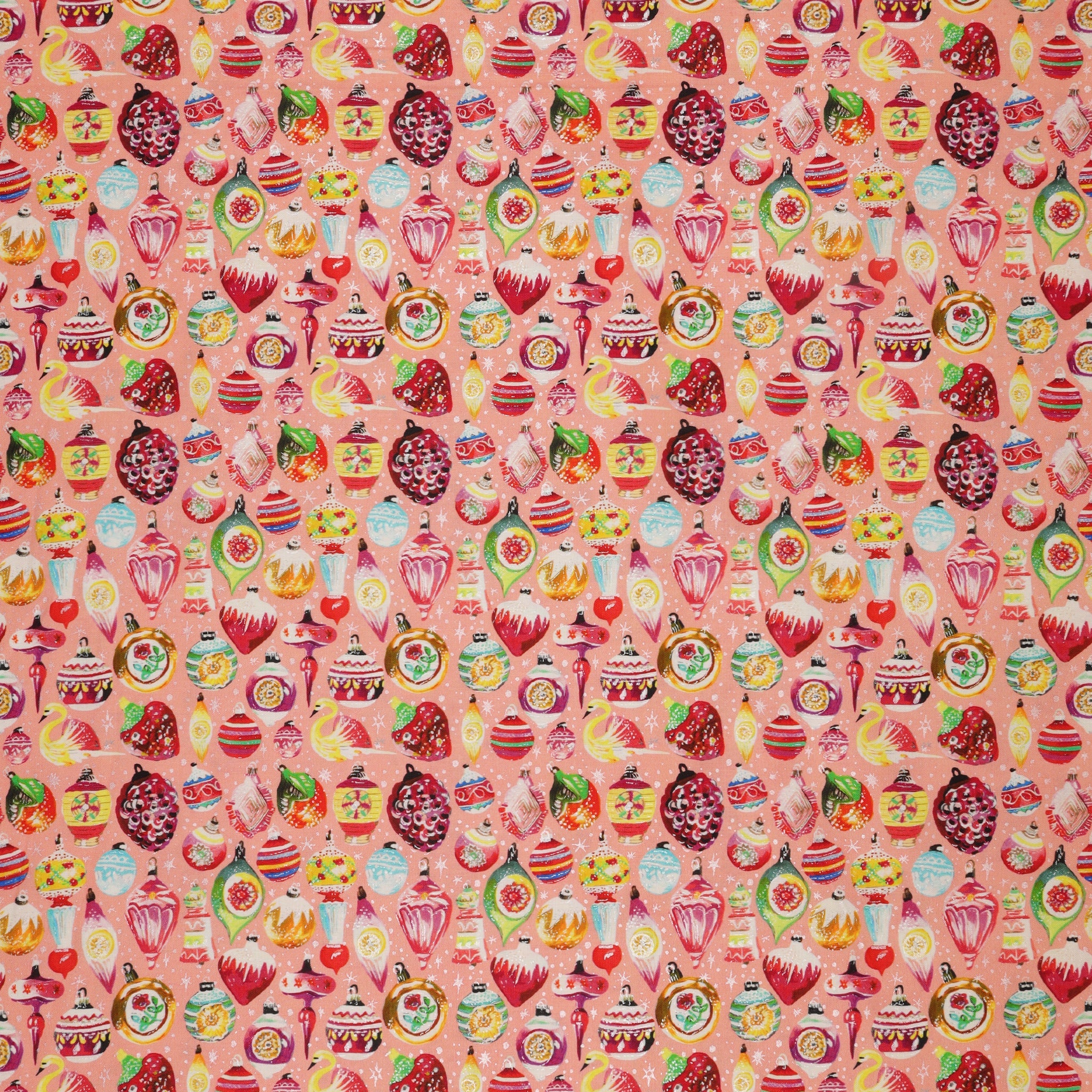 Magical Season Fabric Collection - Vintage Ornaments Peach Jam/Multi