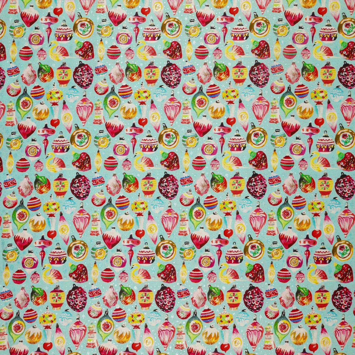 Magical Season Fabric Collection - Vintage Ornaments Turquoise/Multi