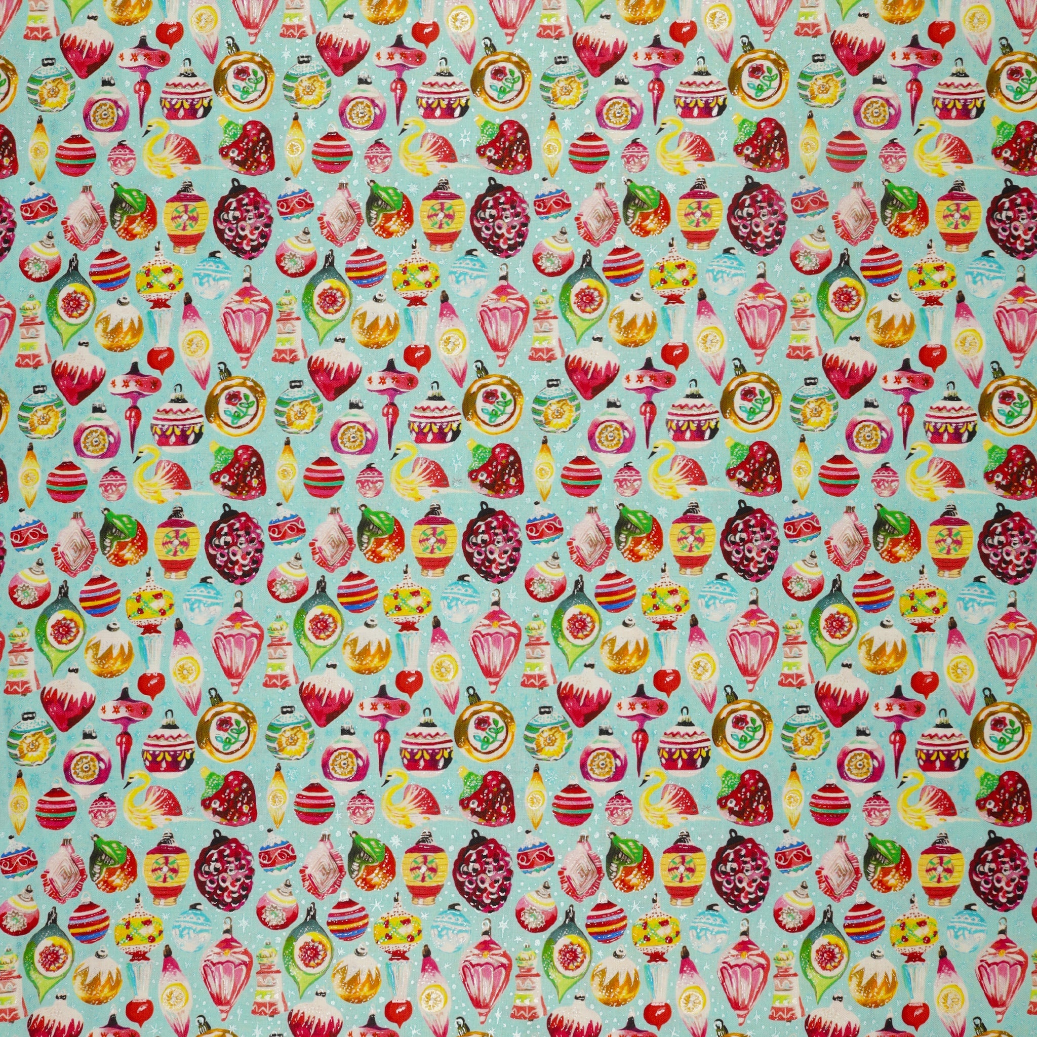 Magical Season Fabric Collection - Vintage Ornaments Turquoise/Multi