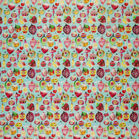 Magical Season Fabric Collection - Vintage Ornaments Turquoise/Multi