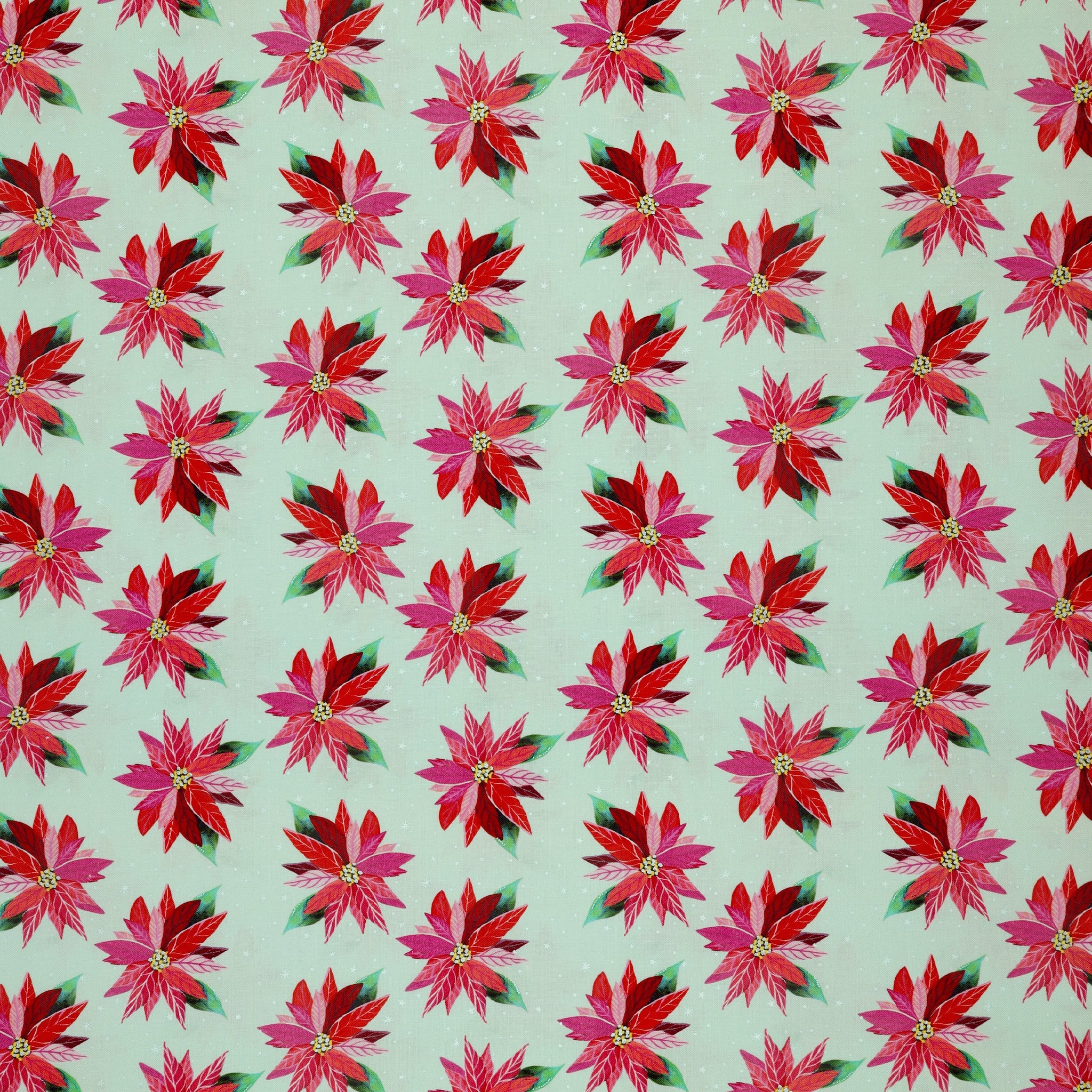Magical Season Fabric Collection - Painterly Poinsettia Light Turquoise