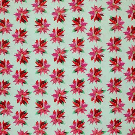 Magical Season Fabric Collection - Painterly Poinsettia Light Turquoise