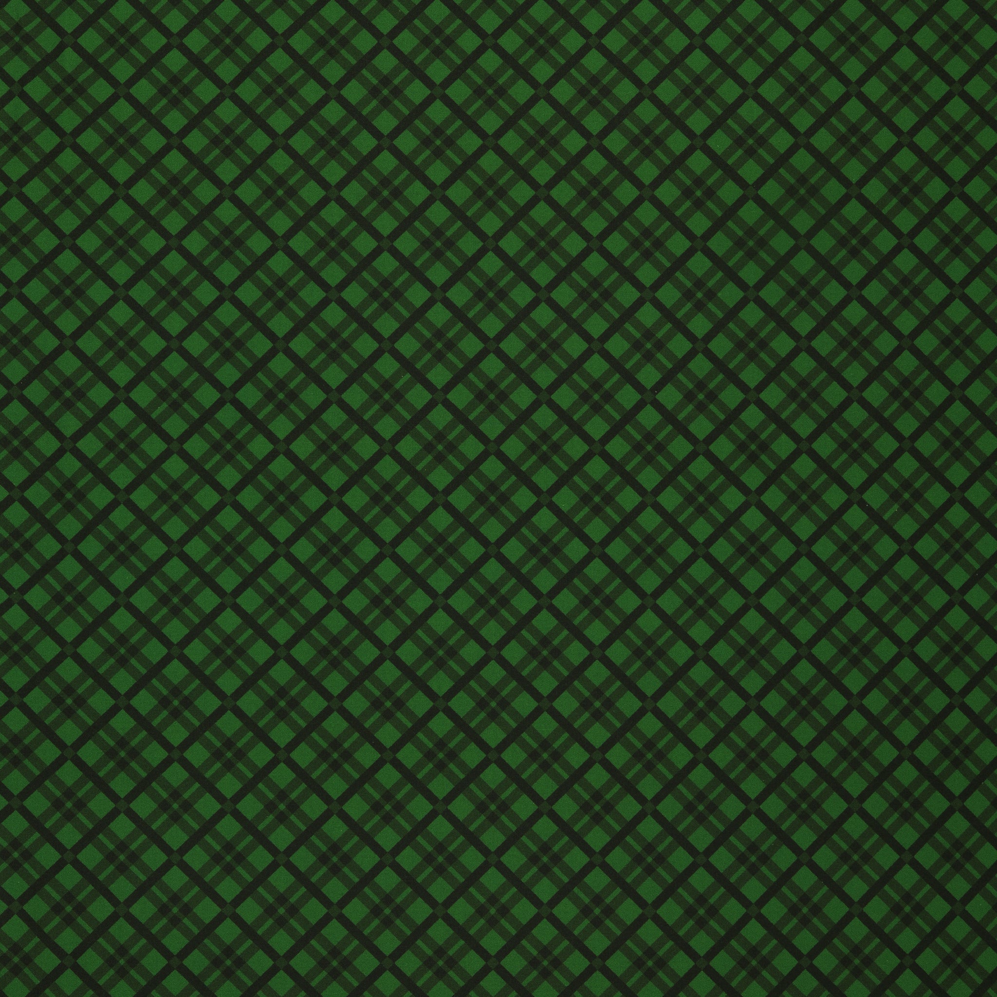 Merry Cats Fabric Collection - Tartan Season Green