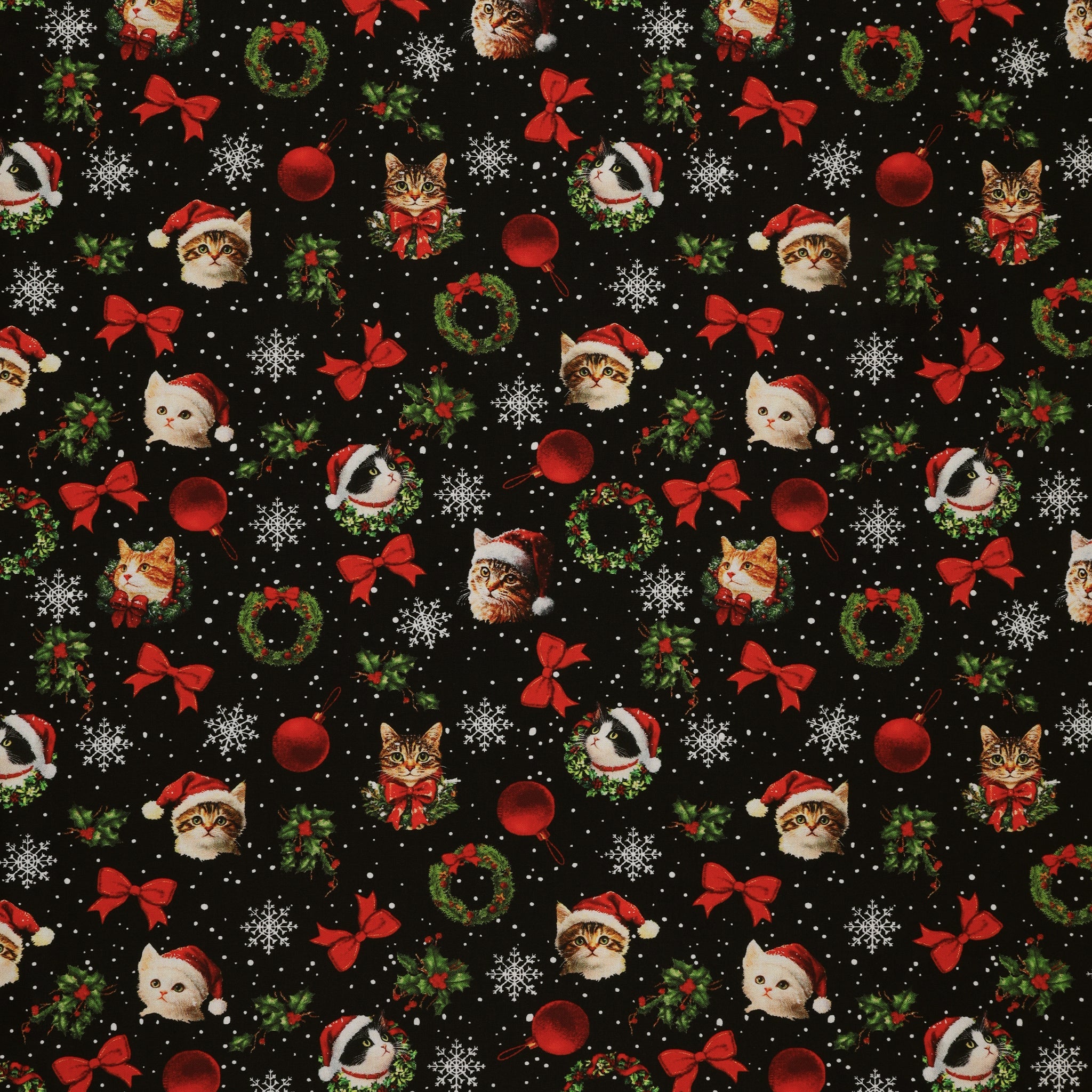 Merry Cats Fabric Collection - Merry Cats Toss Black/Multi