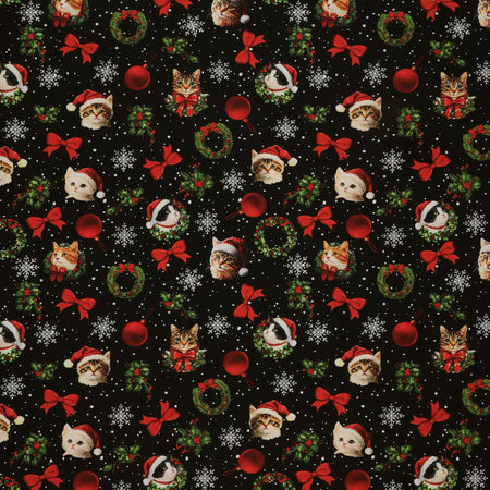 Merry Cats Fabric Collection - Merry Cats Toss Black/Multi