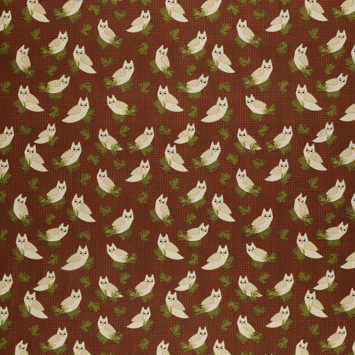 A Walk in the Forest Fabric Collection - Forest Owl Terracotta
