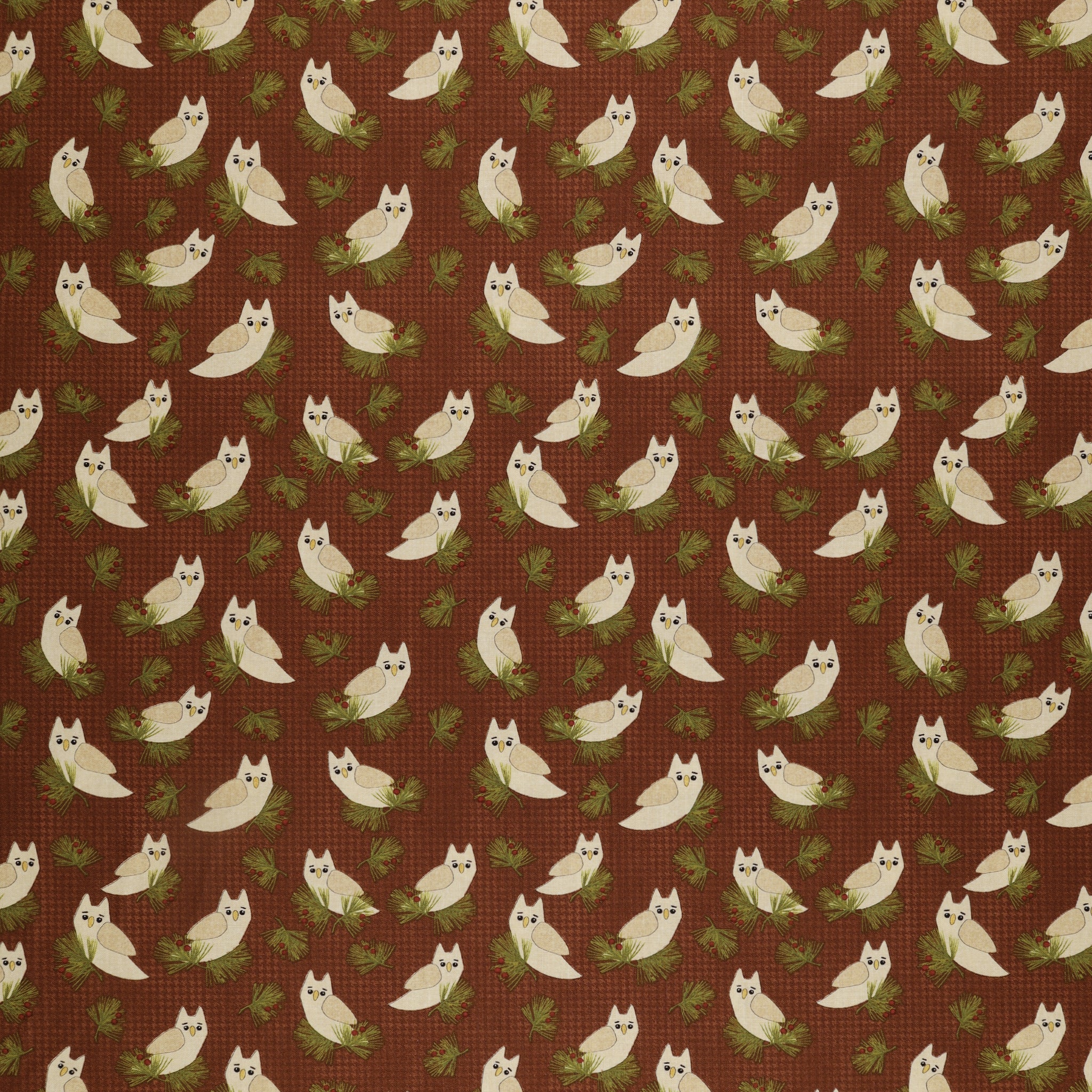 A Walk in the Forest Fabric Collection - Forest Owl Terracotta