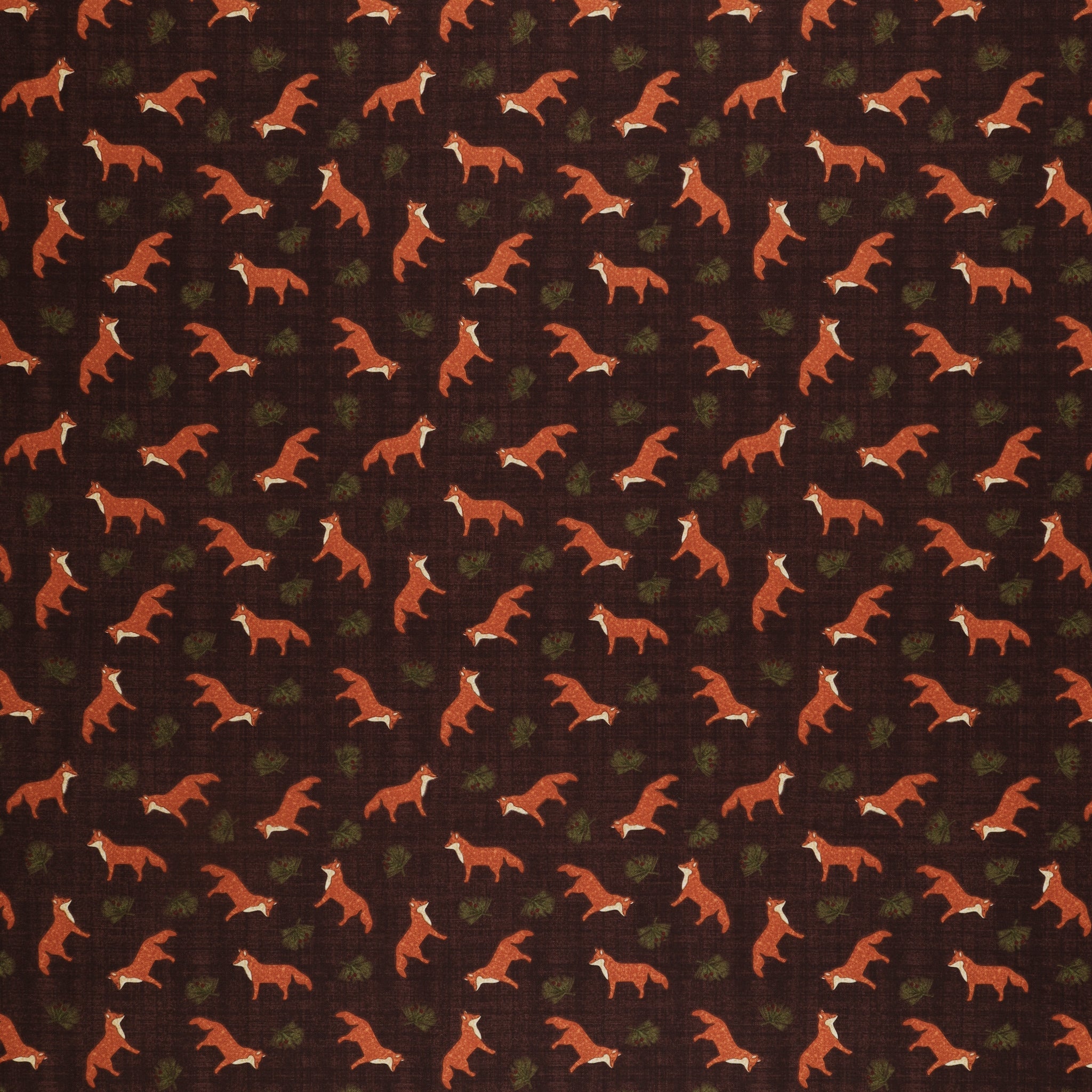 A Walk in the Forest Fabric Collection - Fox Field Chocolate