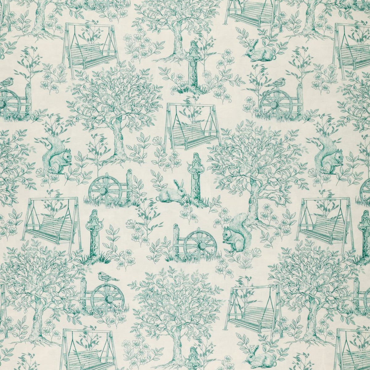 Montgomery-Mountain Charm Fabric Collection - Belle Toile White/Harbor