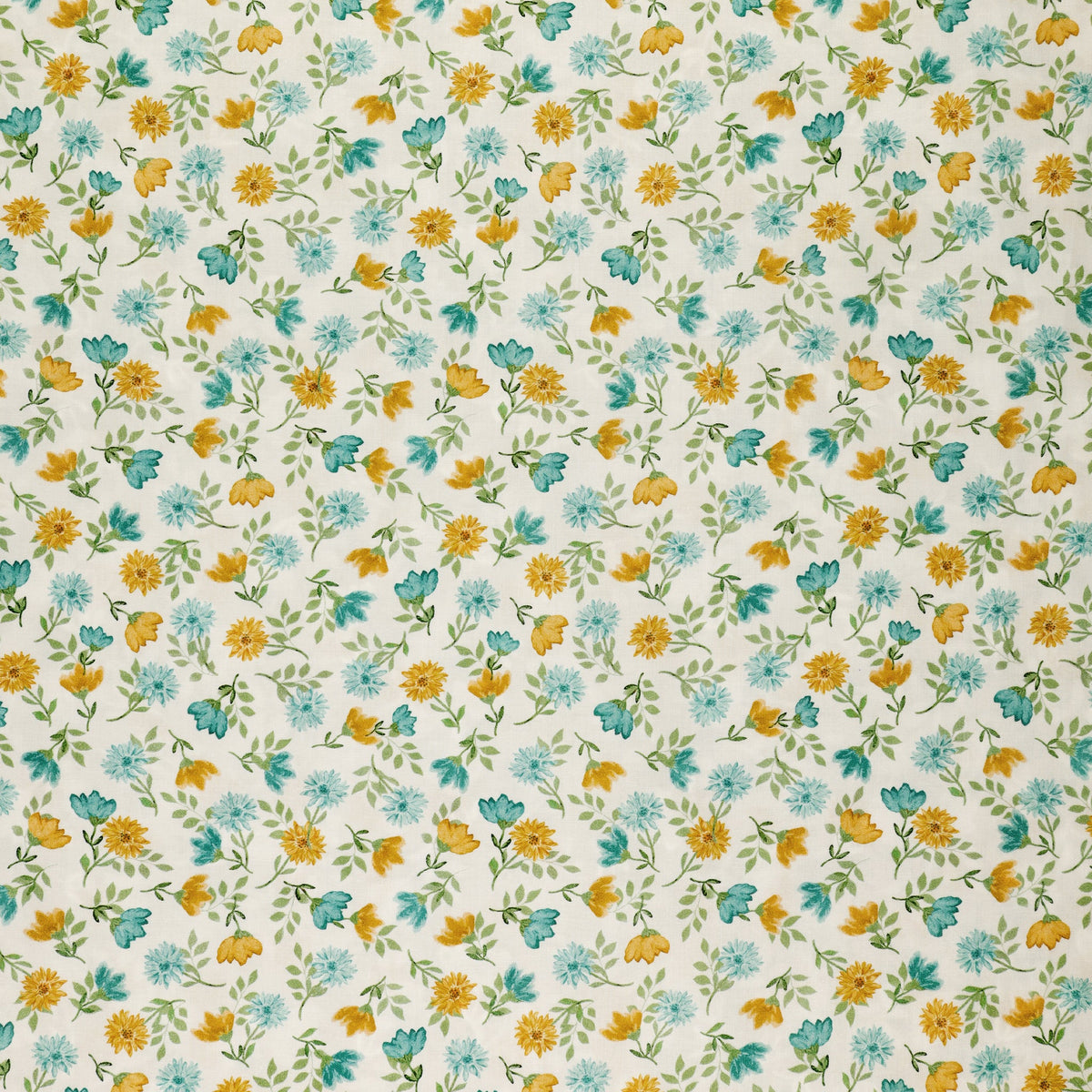 Montgomery-Mountain Charm Fabric Collection - Mountain Flower Toss Teal/White