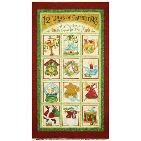 12 Days of Christmas Fabric Collection - My True Love Panel Multi