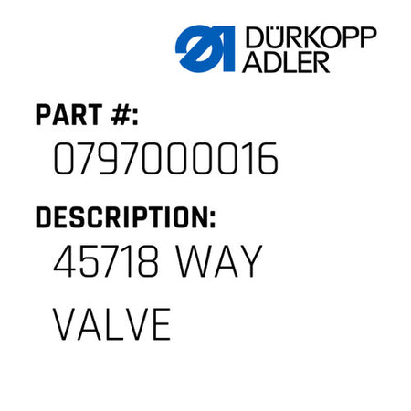45718 Way Valve - Dürkopp Adler #0797 000016