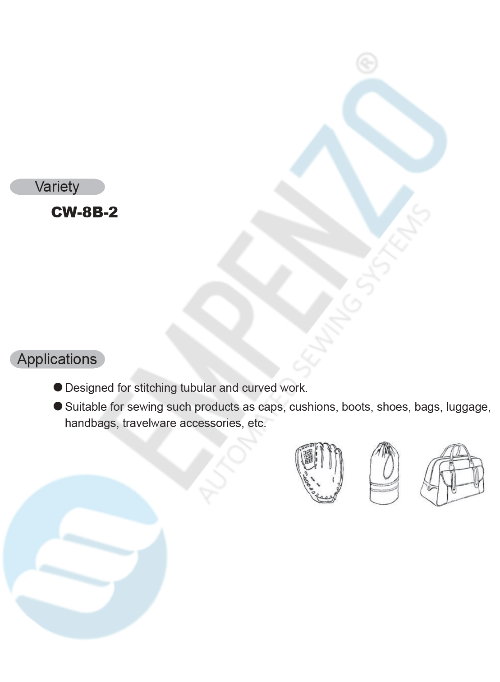 CW series Single needle, High speed, Cylinder bed, Vertical axis hook, Compound feed and walking foot, Reverse stitch, Lockstitch machines. - Empenzo Automated Sewing Systems
