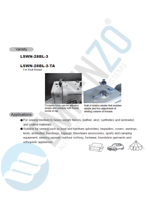 LSWN two needle series High speed, Large vertical axis hook, Reverse stitch, Compound feed and walking foot, Lockstitch machine - Empenzo Automated Sewing Systems