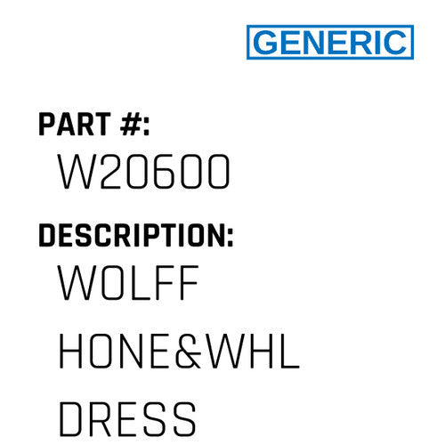 Wolff Hone&Whl Dress - Generic #W20600
