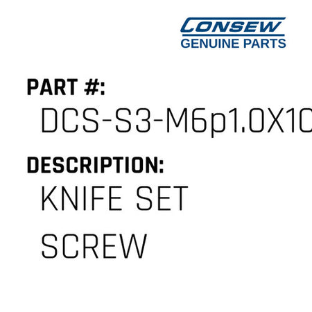 Knife Set Screw - Consew #DCS-S3-M6p1.0X10