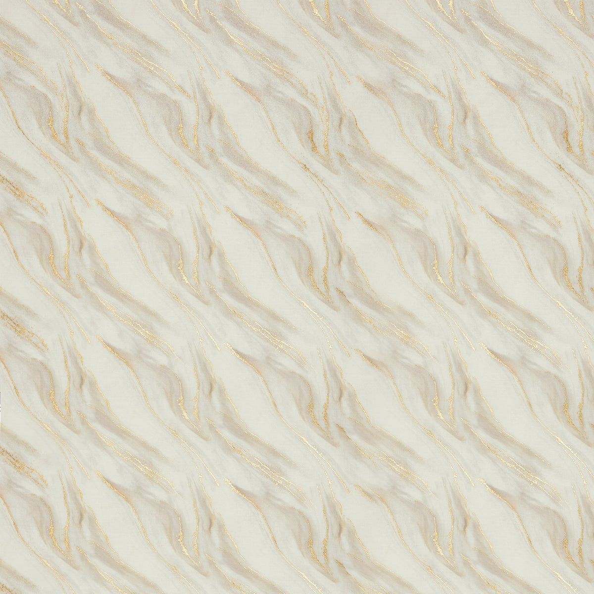Gilded Fabric Collection - Waves Metallic Ink White