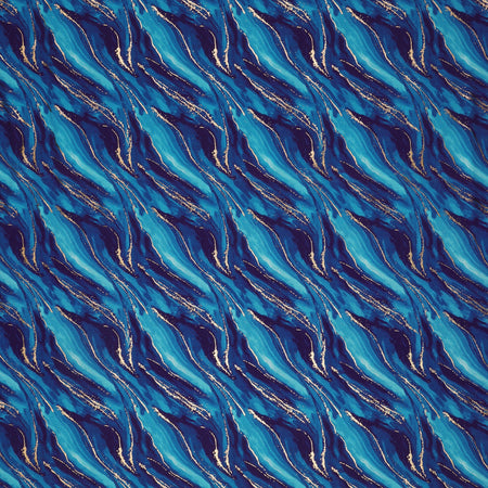 Gilded Fabric Collection - Waves Metallic Ink Blue
