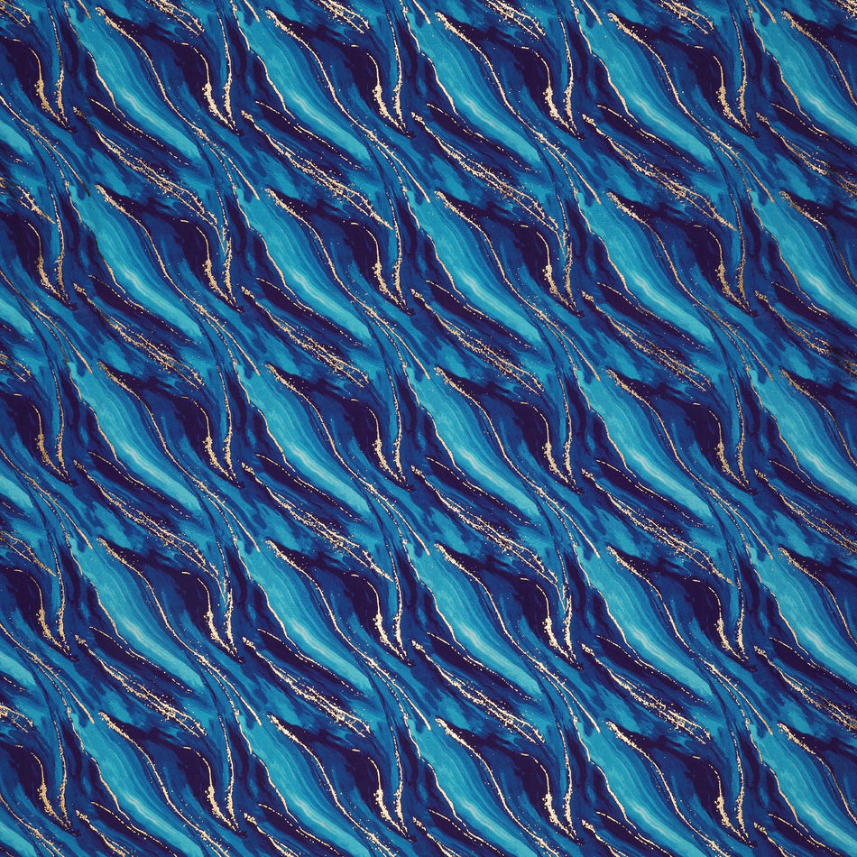 Gilded Fabric Collection - Waves Metallic Ink Blue