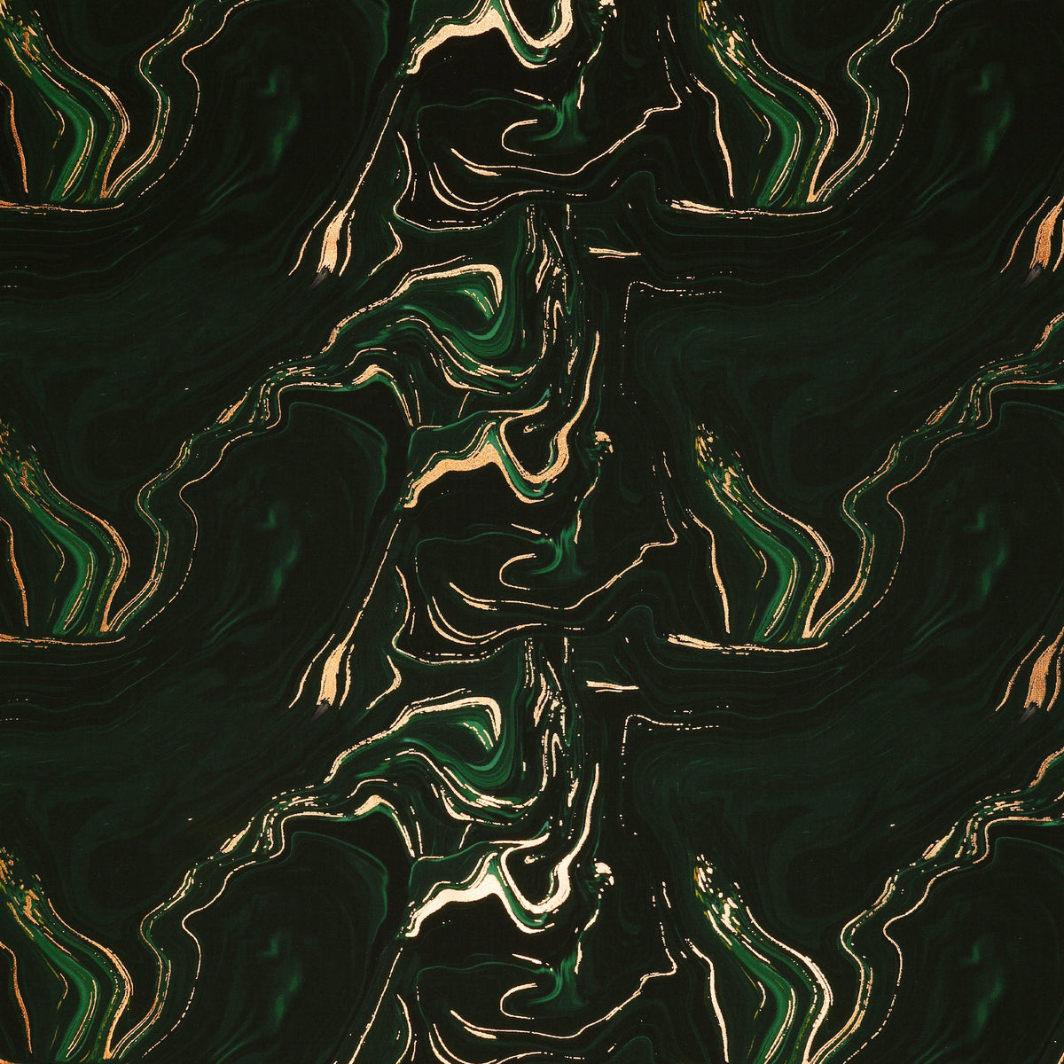 Gilded Fabric Collection - Ripples Metallic Ink Green