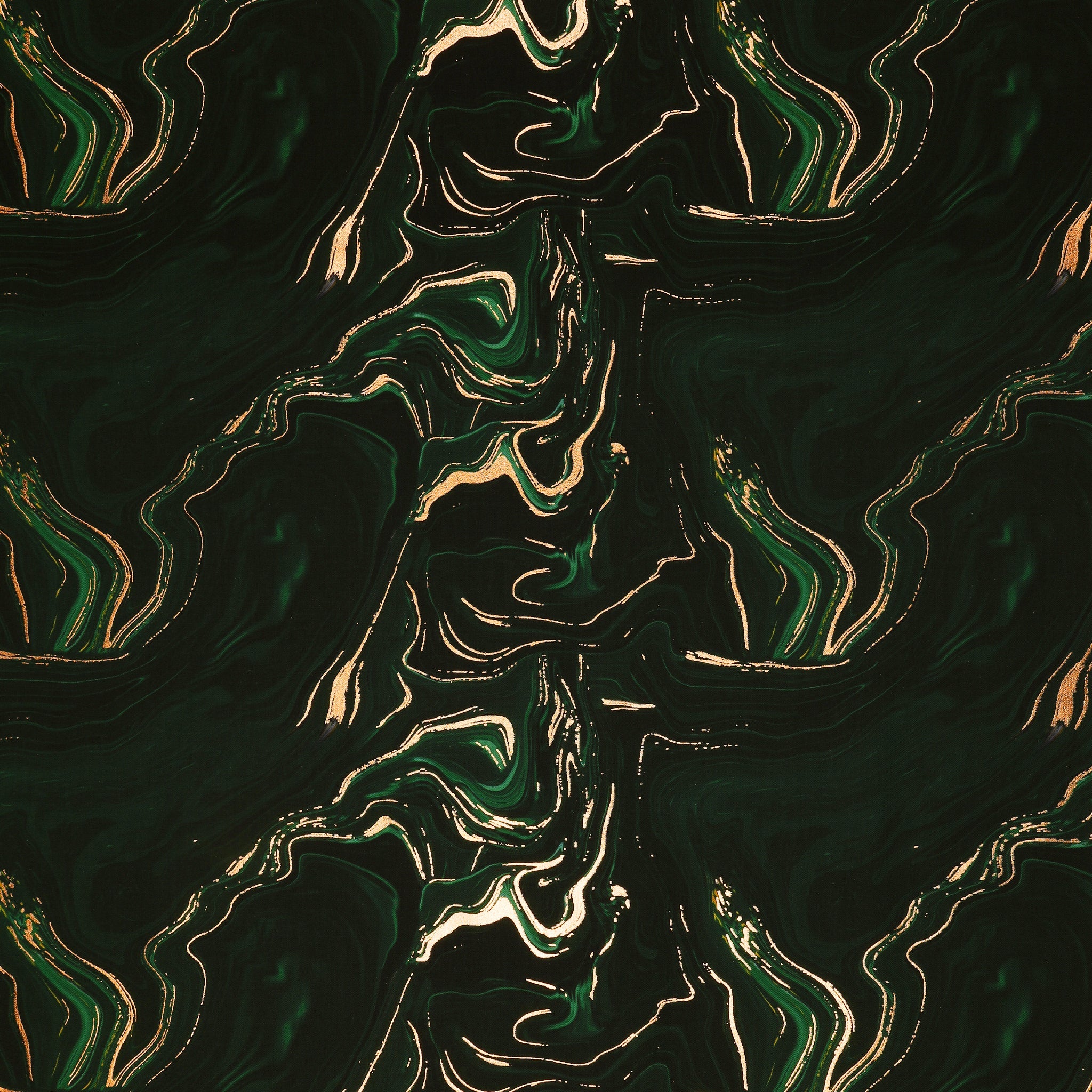 Gilded Fabric Collection - Ripples Metallic Ink Green