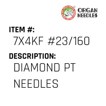 Diamond Pt Needles - Organ Needle #7X4KF #23/160
