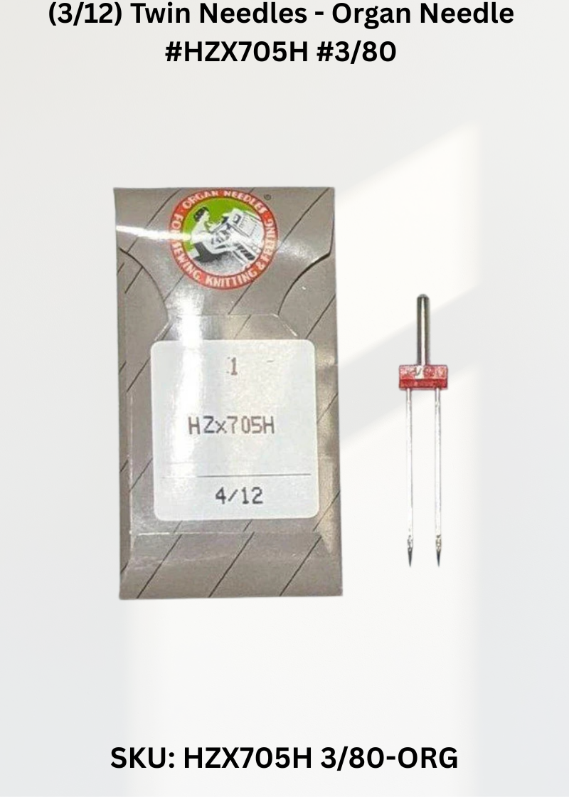 (3/12) Twin Needles - Organ Needle #HZX705H #3/80