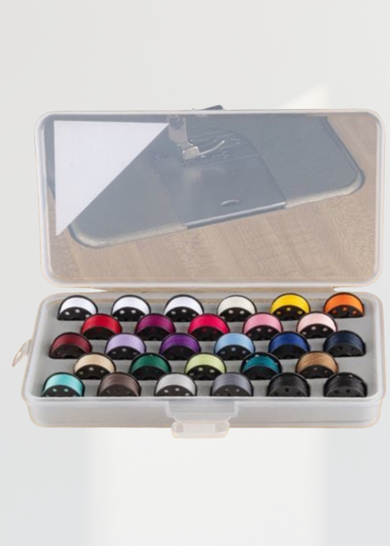 28-Slot Clear Bobbin Box with Foam Insert – Sewing Thread Storage Organizer