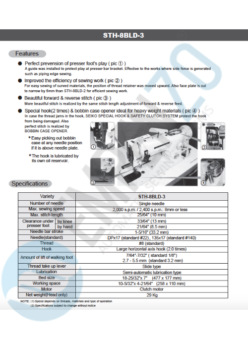 STH-8BLD-3 Single needle, Large horizontal axis hook, Compound feed and walking foot, Reverse stitch, Lockstitch machine. - Empenzo Automated Sewing Systems