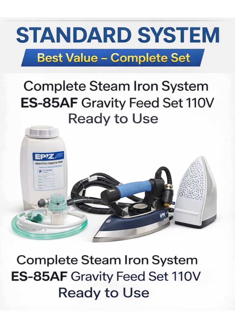 EPZ Complete Steam Iron Set ES-85AF Industrial Gravity Feed Iron System 110V