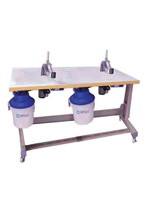 Double Head Fixed Thread Trimmer With Table Stand And Swirl Motor - Empenzo Automated Sewing Systems